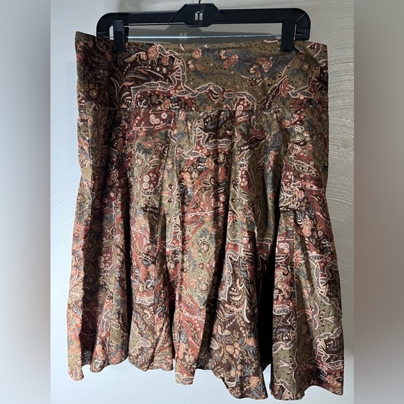 Chaps Women’s Size 12 100% Cotton Fulling lined Paisley Skirt - Picture 2 of 4